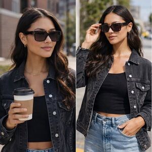 NEW Converse Rectangular Sunglasses Black Tortoise Frame Brown Lens UV400 Unisex